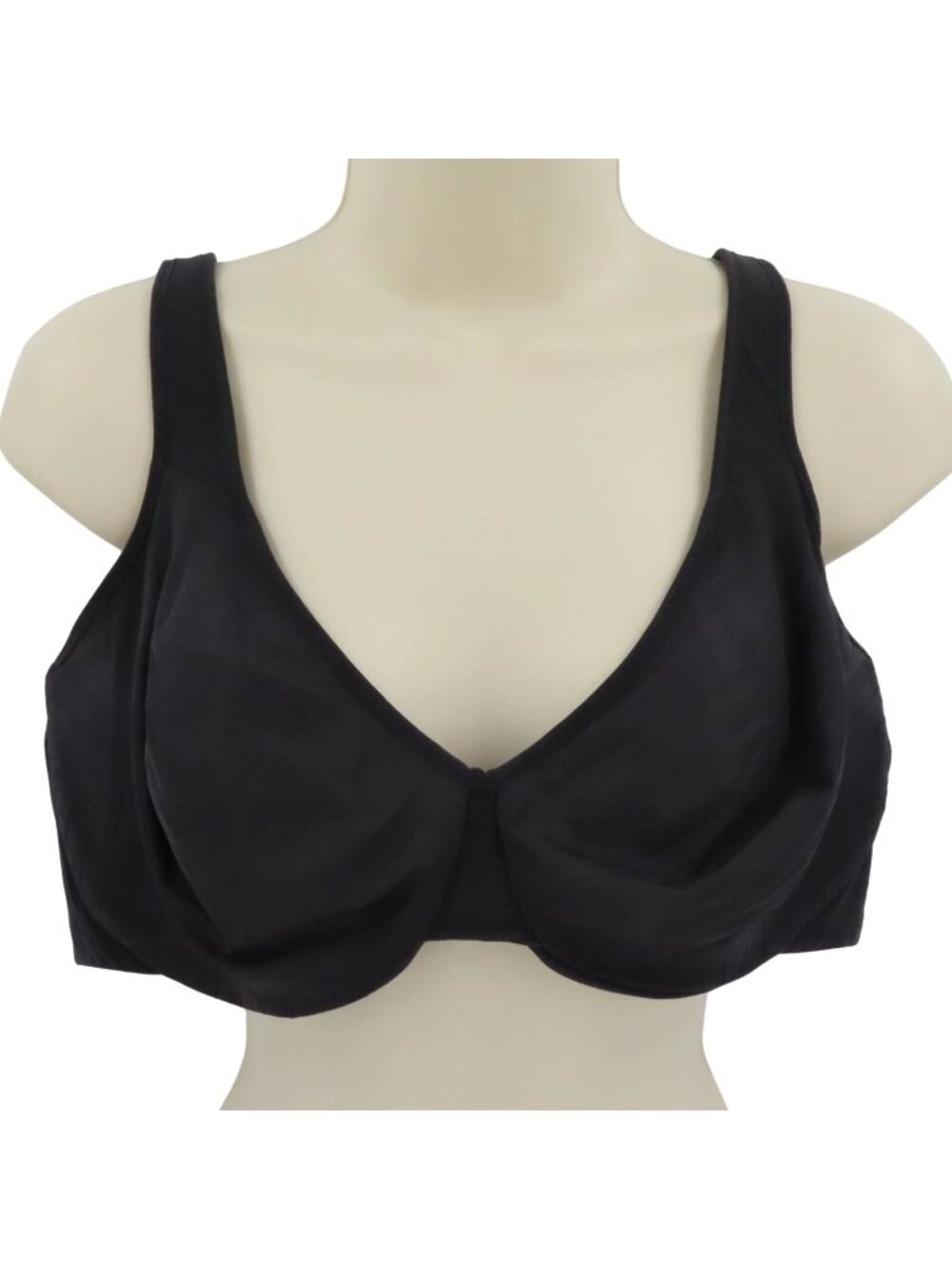 Lilyette 42D Bra Solid Black Geometric Stripe Wireless Unlined Style 0436 Women